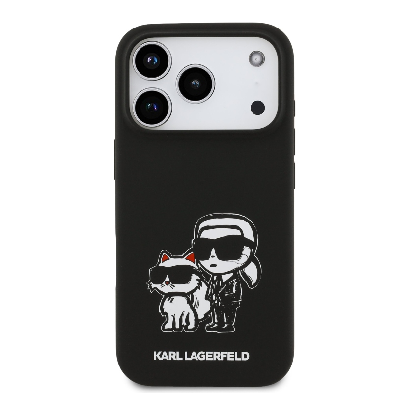 Karl Lagerfeld Liquid Silicone K&CH Sketch MagSafe Zadní Kryt pro iPhone 17 Pro Black