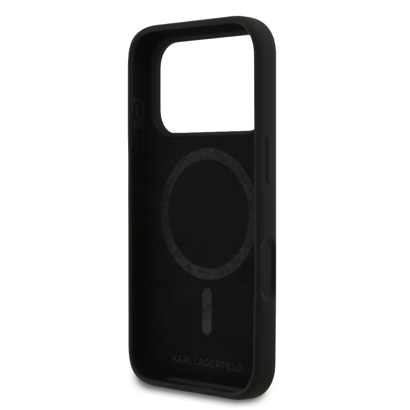 Karl Lagerfeld Liquid Silicone K&CH Sketch MagSafe Zadní Kryt pro iPhone 17 Pro Black