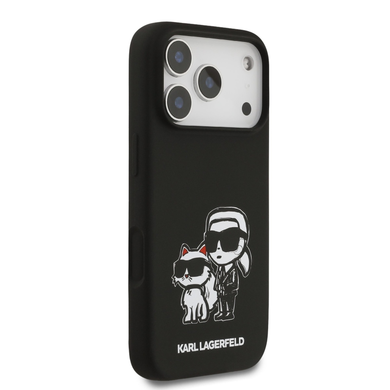 Karl Lagerfeld Liquid Silicone K&CH Sketch MagSafe Zadní Kryt pro iPhone 17 Pro Black