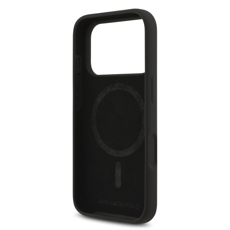 Karl Lagerfeld Liquid Silicone Karl and Choupette MagSafe Zadní Kryt pro iPhone 17 Pro Max Black