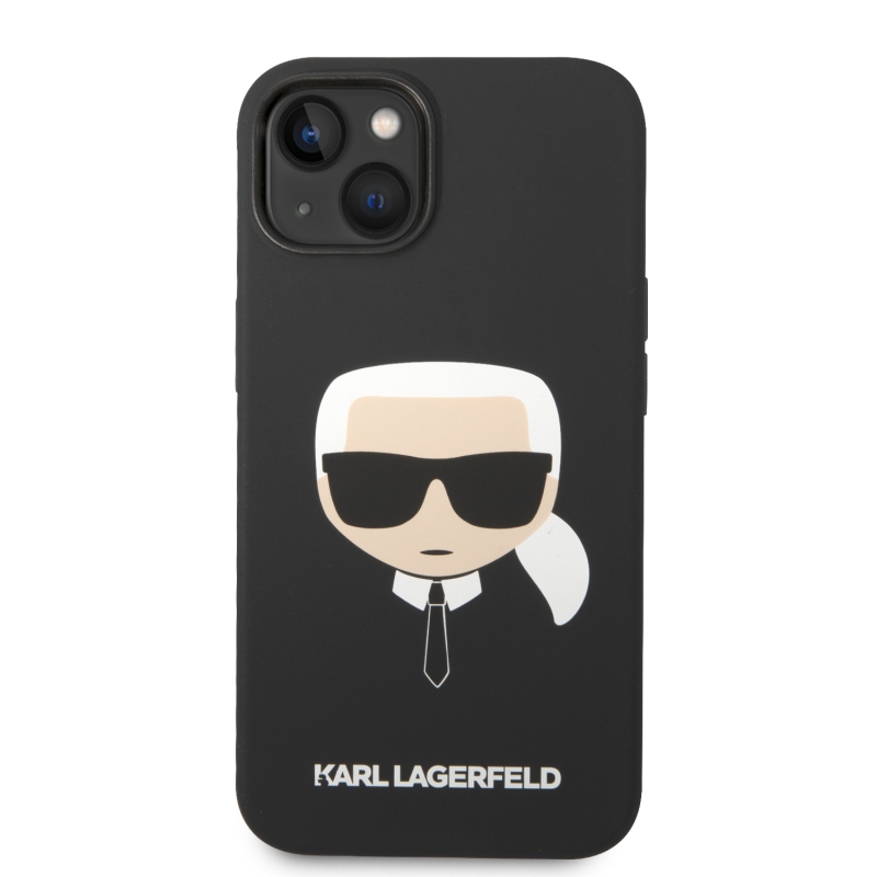 Karl Lagerfeld Liquid silikonový Karl Head zadní kryt pro iPhone 14 Plus černý