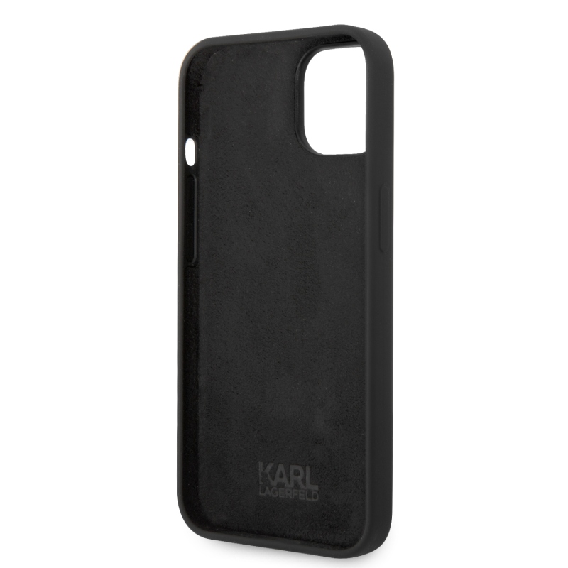 Karl Lagerfeld Liquid silikonový Karl Head zadní kryt pro iPhone 14 Plus černý