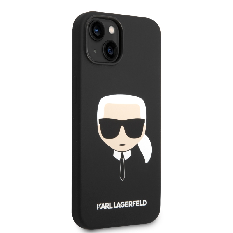 Karl Lagerfeld Liquid silikonový Karl Head zadní kryt pro iPhone 14 Plus černý