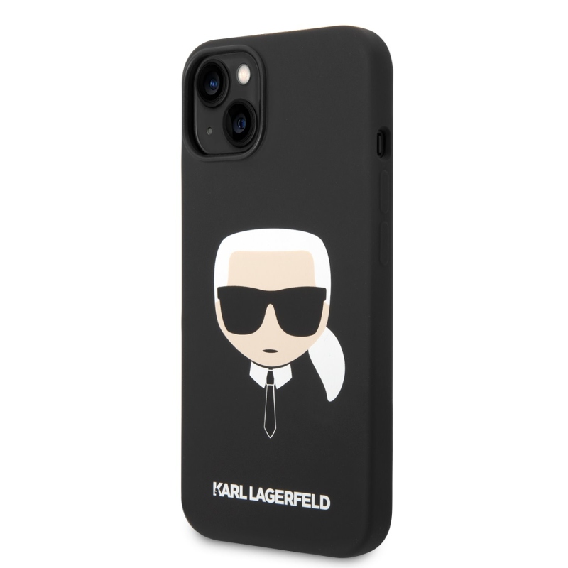 Karl Lagerfeld Liquid silikonový Karl Head zadní kryt pro iPhone 14 Plus černý