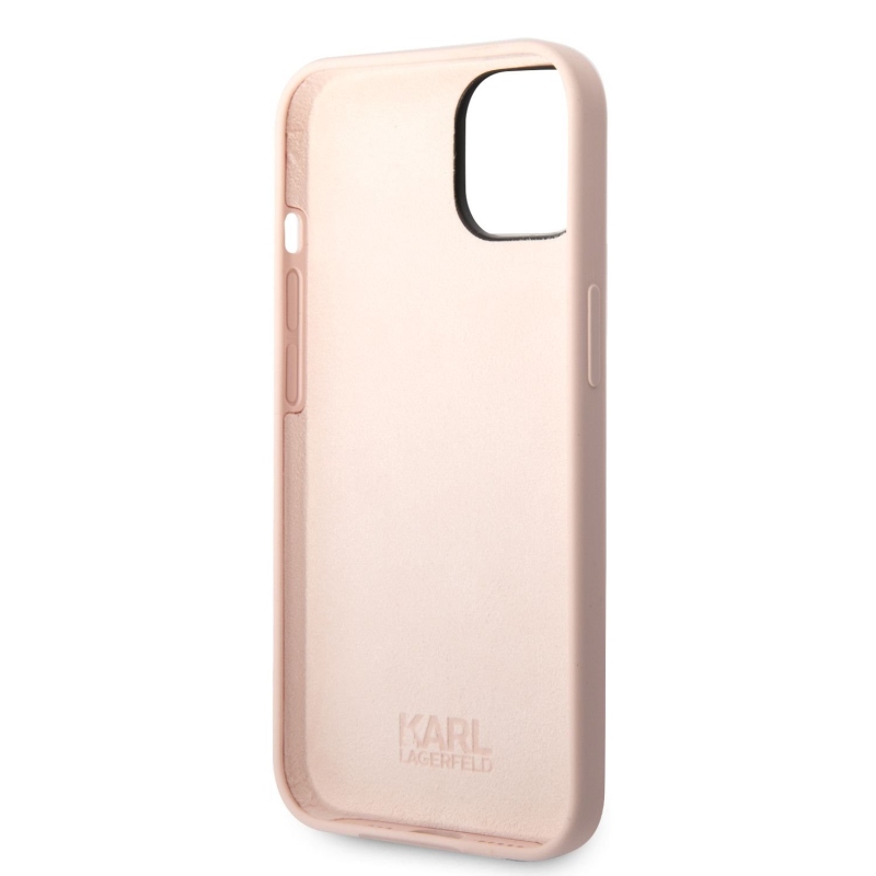 Karl Lagerfeld Liquid silikonový Karl Head zadní kryt pro iPhone 14 Plus růžový