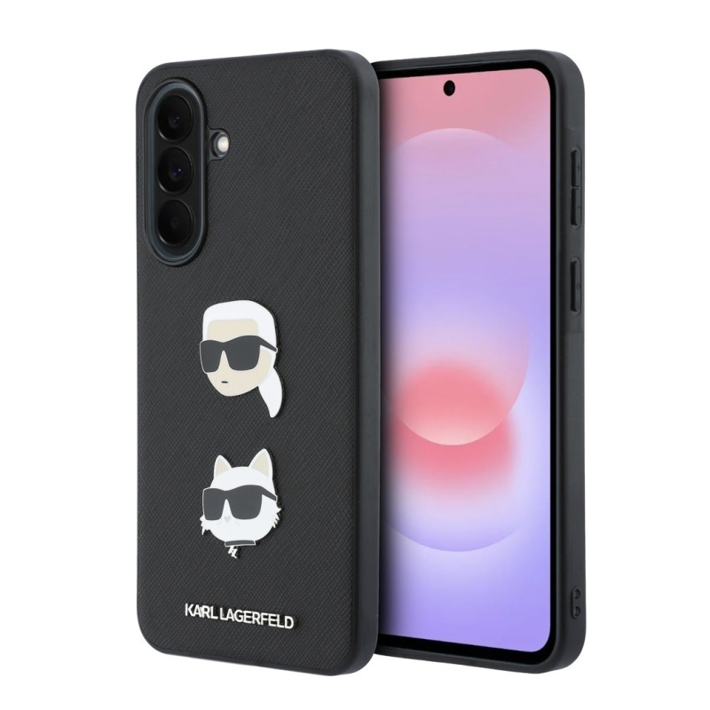 Karl Lagerfeld Liquid Silicone Metal Karl and Choupette Zadní Kryt pro Samsung Galaxy A37 Black