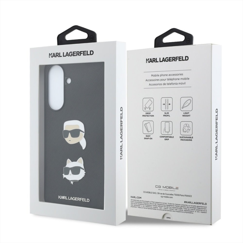 Karl Lagerfeld Liquid Silicone Metal Karl and Choupette Zadní Kryt pro Samsung Galaxy A37 Black