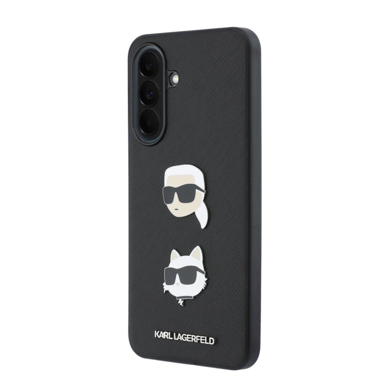 Karl Lagerfeld Liquid Silicone Metal Karl and Choupette Zadní Kryt pro Samsung Galaxy A37 Black