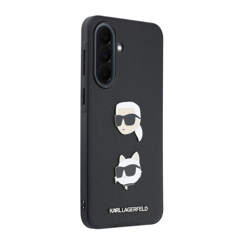 Karl Lagerfeld Liquid Silicone Metal Karl and Choupette Zadní Kryt pro Samsung Galaxy A37 Black