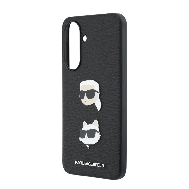 Karl Lagerfeld Liquid Silicone Metal Karl and Choupette Zadní Kryt pro Samsung Galaxy A37 Black