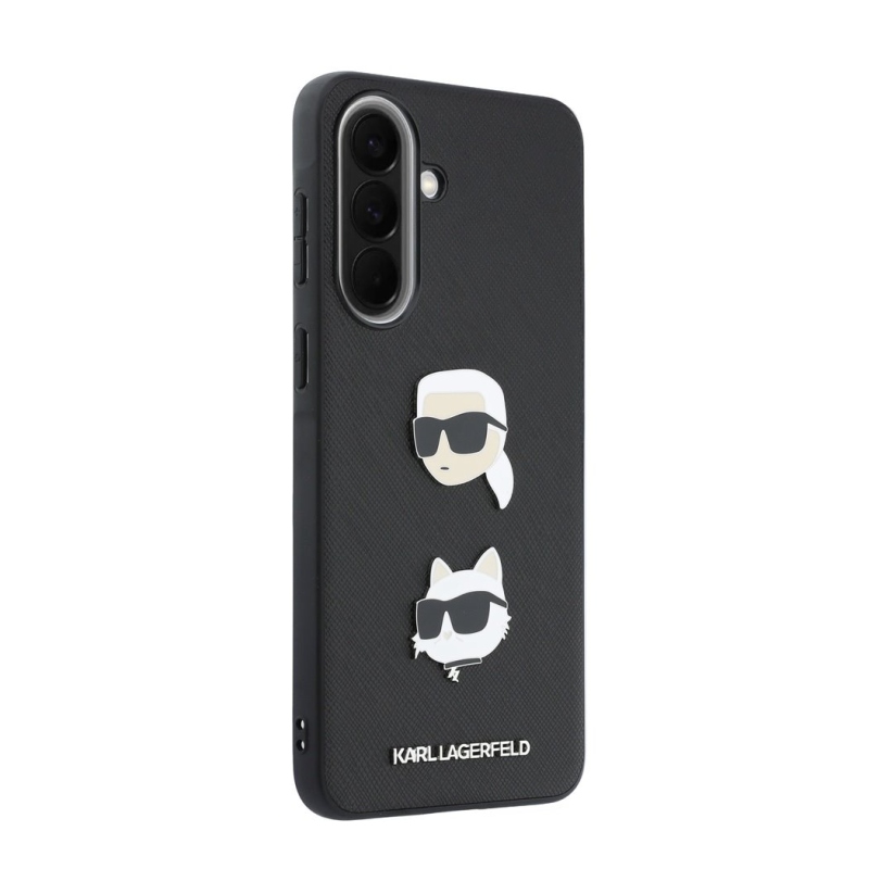 Karl Lagerfeld Liquid Silicone Metal Karl and Choupette Zadní Kryt pro Samsung Galaxy A57 Black