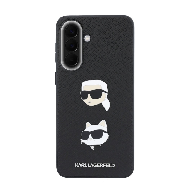 Karl Lagerfeld Liquid Silicone Metal Karl and Choupette Zadní Kryt pro Samsung Galaxy A57 Black