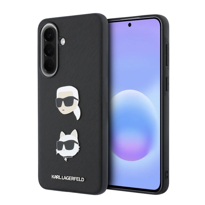 Karl Lagerfeld Liquid Silicone Metal Karl and Choupette Zadní Kryt pro Samsung Galaxy A57 Black