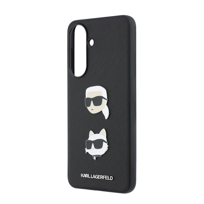 Karl Lagerfeld Liquid Silicone Metal Karl and Choupette Zadní Kryt pro Samsung Galaxy A57 Black