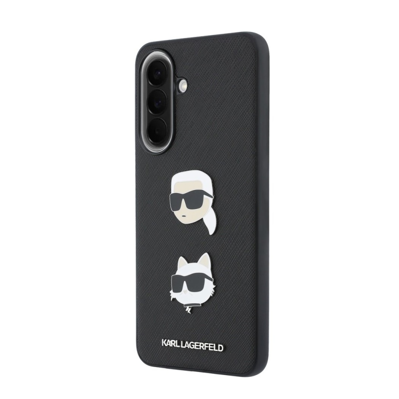 Karl Lagerfeld Liquid Silicone Metal Karl and Choupette Zadní Kryt pro Samsung Galaxy A57 Black