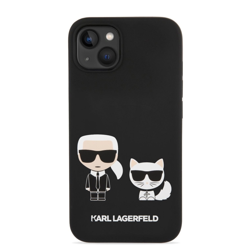 Karl Lagerfeld MagSafe kryt Liquid silikonový Karl and Choupette pro iPhone 14 Plus černý