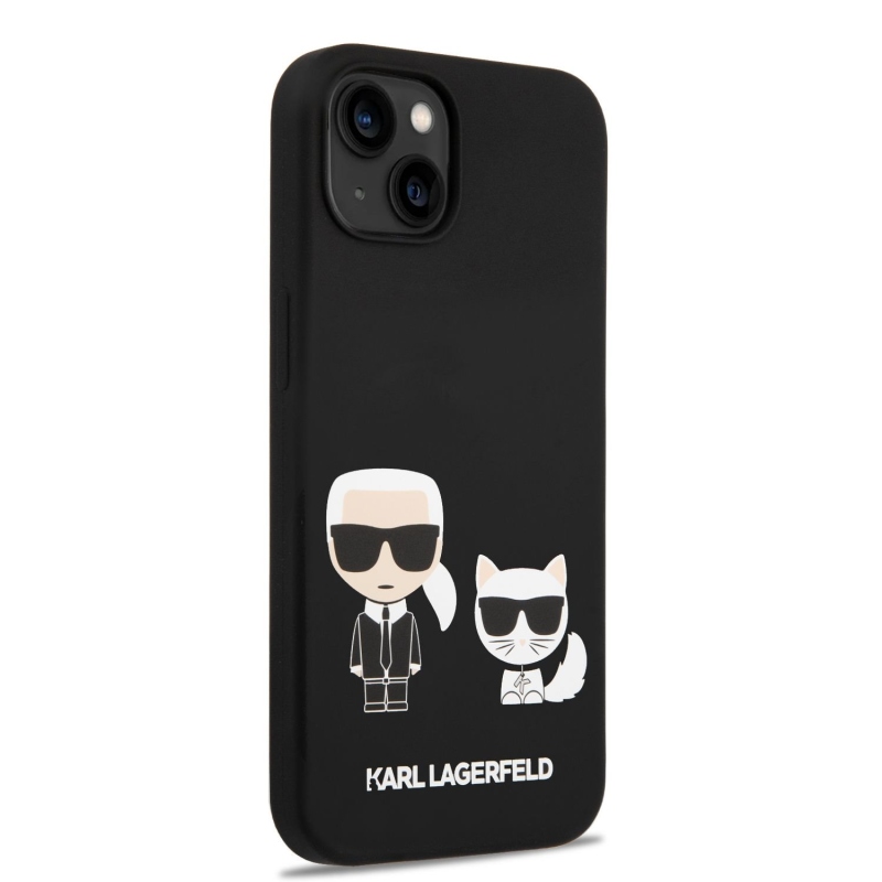 Karl Lagerfeld MagSafe kryt Liquid silikonový Karl and Choupette pro iPhone 14 Plus černý