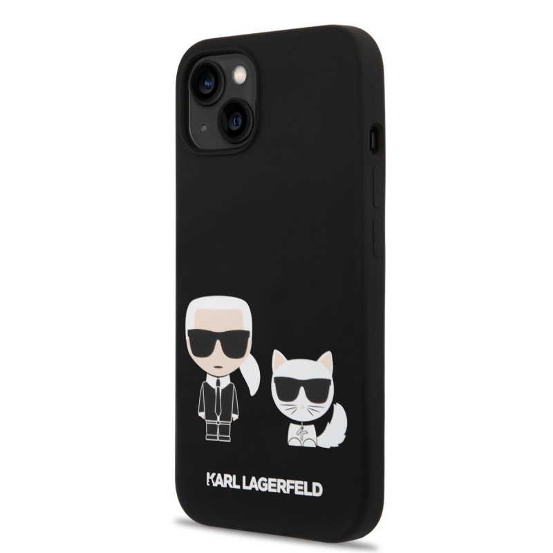 Karl Lagerfeld MagSafe kryt Liquid silikonový Karl and Choupette pro iPhone 14 Plus černý