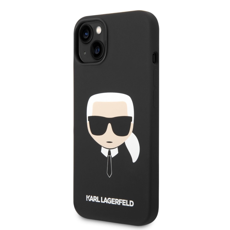Karl Lagerfeld MagSafe kryt Liquid silikonový Karl Head pro iPhone 14 Plus černý