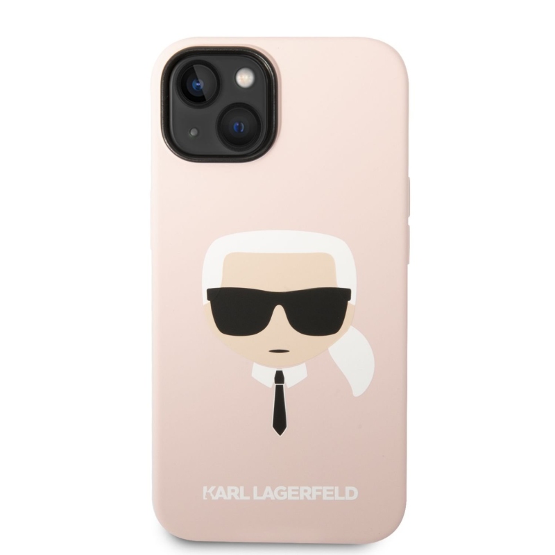 Karl Lagerfeld MagSafe kryt Liquid silikonový Karl Head pro iPhone 14 Plus růžový