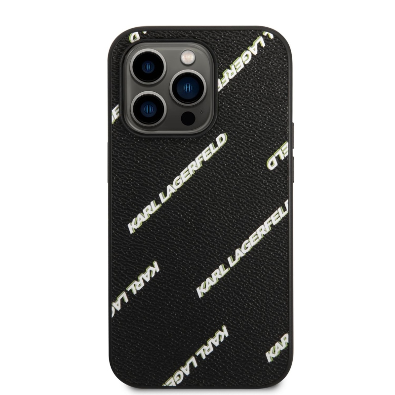 Karl Lagerfeld PU Grained Leather Logomania zadní kryt pro iPhone 14 Pro Max černý