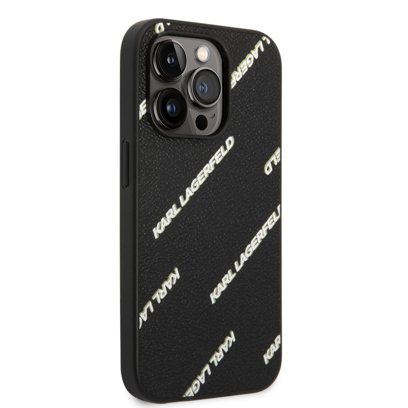 Karl Lagerfeld PU Grained Leather Logomania zadní kryt pro iPhone 14 Pro Max černý