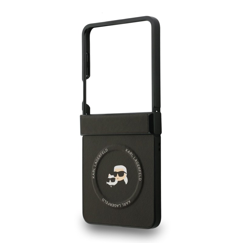 Karl Lagerfeld PU Karl and Choupette Heads Magnetic Zadní Kryt pro Samsung Galaxy Z Flip 7 Black