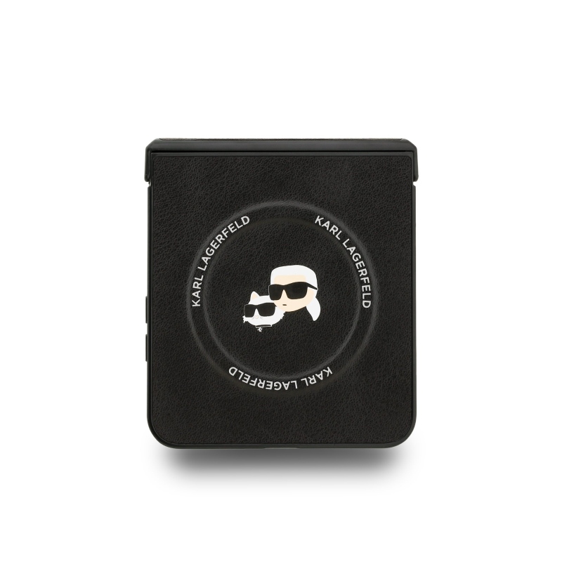 Karl Lagerfeld PU Karl and Choupette Heads Magnetic Zadní Kryt pro Samsung Galaxy Z Flip 7 Black
