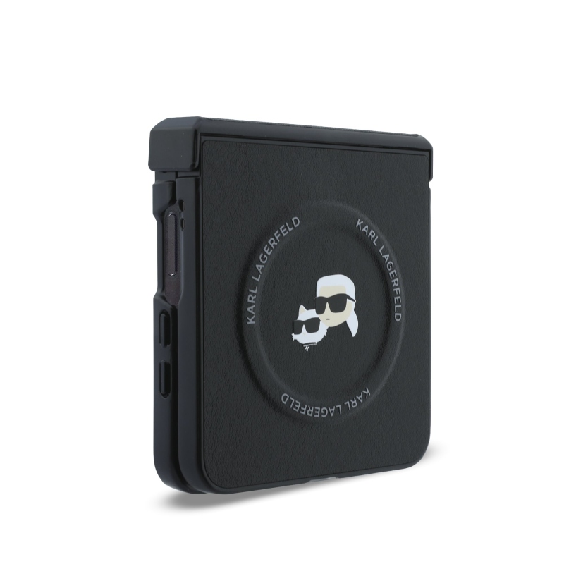 Karl Lagerfeld PU Karl and Choupette Heads Magnetic Zadní Kryt pro Samsung Galaxy Z Flip 8 Black