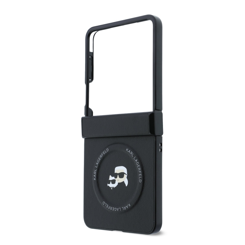 Karl Lagerfeld PU Karl and Choupette Heads Magnetic Zadní Kryt pro Samsung Galaxy Z Flip 8 Black