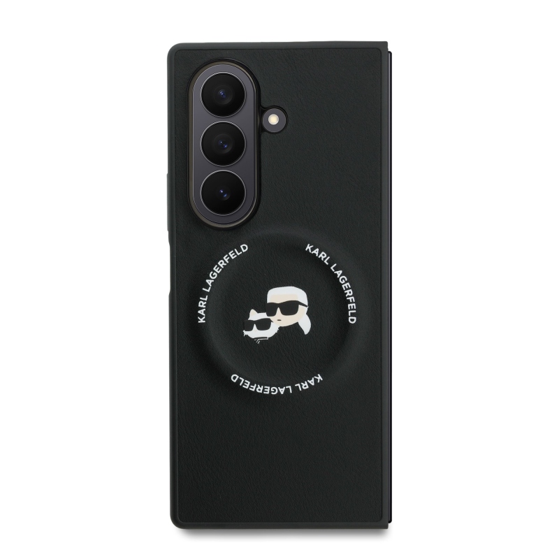 Karl Lagerfeld PU Karl and Choupette Heads Magnetic Zadní Kryt pro Samsung Galaxy Z Fold 7 Black
