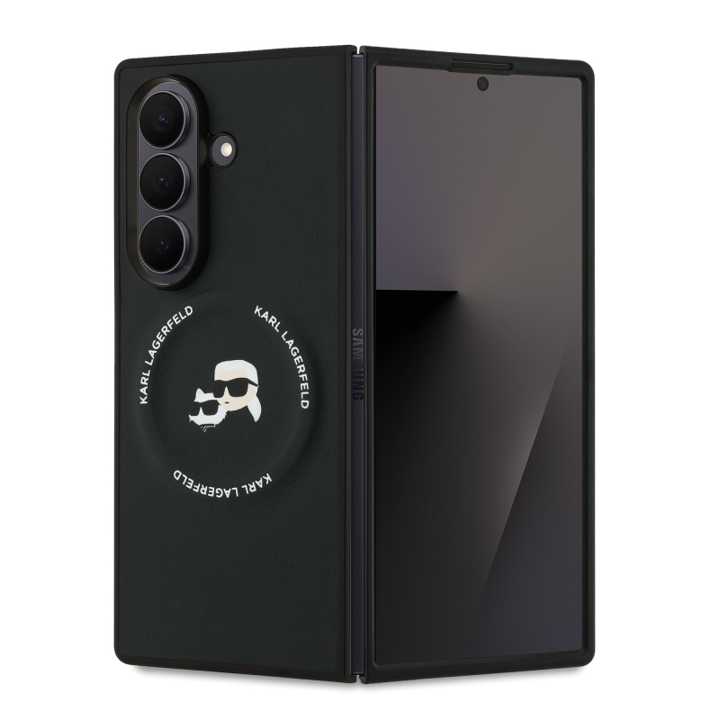 Karl Lagerfeld PU Karl and Choupette Heads Magnetic Zadní Kryt pro Samsung Galaxy Z Fold 7 Black