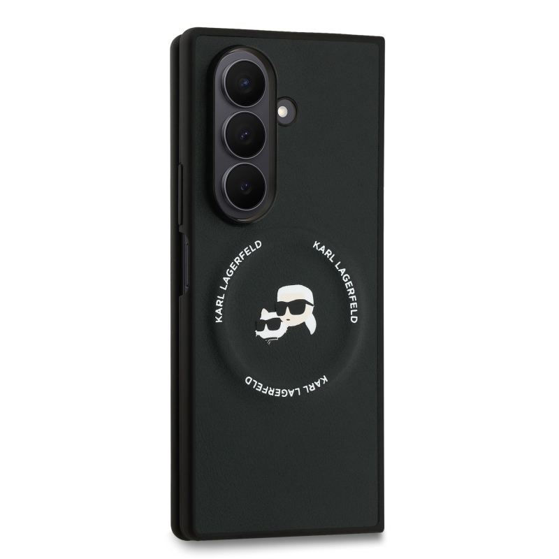 Karl Lagerfeld PU Karl and Choupette Heads Magnetic Zadní Kryt pro Samsung Galaxy Z Fold 7 Black