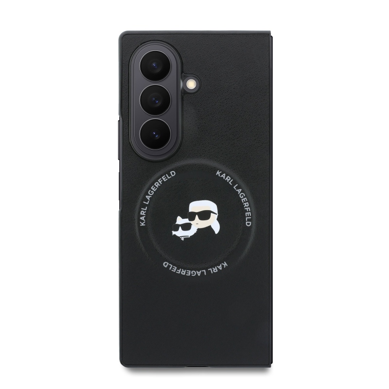 Karl Lagerfeld PU Karl and Choupette Heads Magnetic Zadní Kryt pro Samsung Galaxy Z Fold 8 Ultra Black