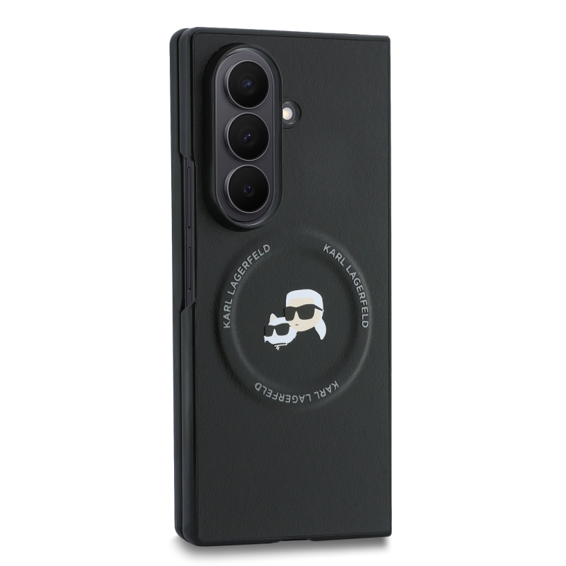 Karl Lagerfeld PU Karl and Choupette Heads Magnetic Zadní Kryt pro Samsung Galaxy Z Fold 8 Ultra Black