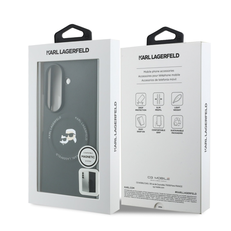 Karl Lagerfeld PU Karl and Choupette Heads Magnetic Zadní Kryt pro Samsung Galaxy Z Fold 8 Ultra Black