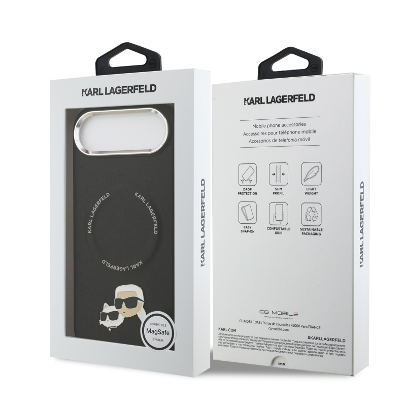 Karl Lagerfeld PU Karl and Choupette Heads Pins MagSafe Zadní Kryt pro iPhone Air Black