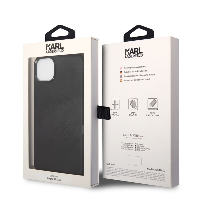 Karl Lagerfeld PU Leather Perforated Logo zadní kryt pro iPhone 14 Plus černý