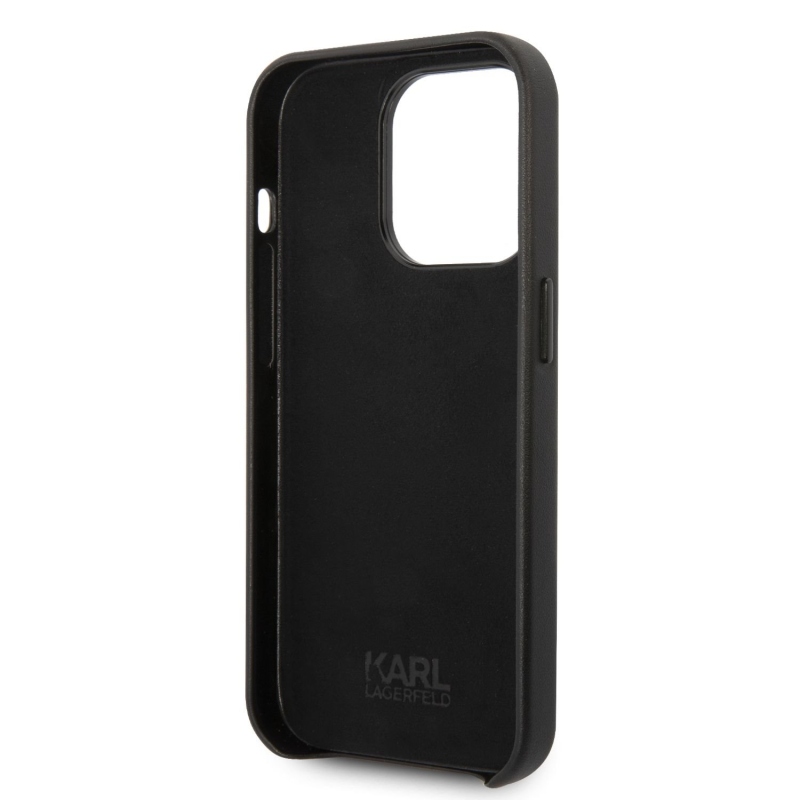 Karl Lagerfeld PU Leather Perforated Logo zadní kryt pro iPhone 14 Pro Max černý