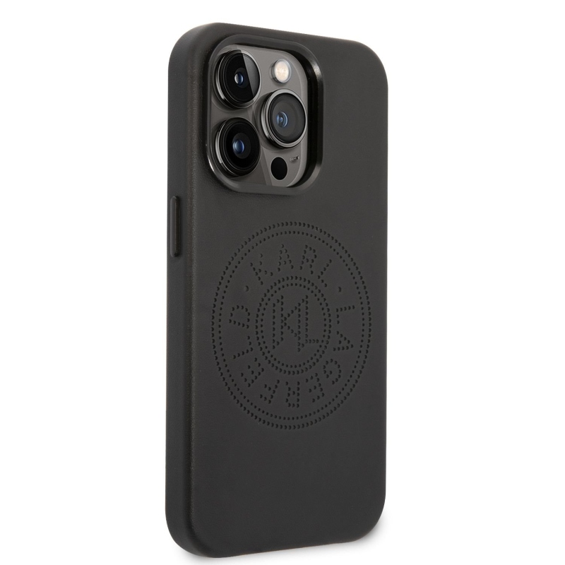 Karl Lagerfeld PU Leather Perforated Logo zadní kryt pro iPhone 14 Pro Max černý