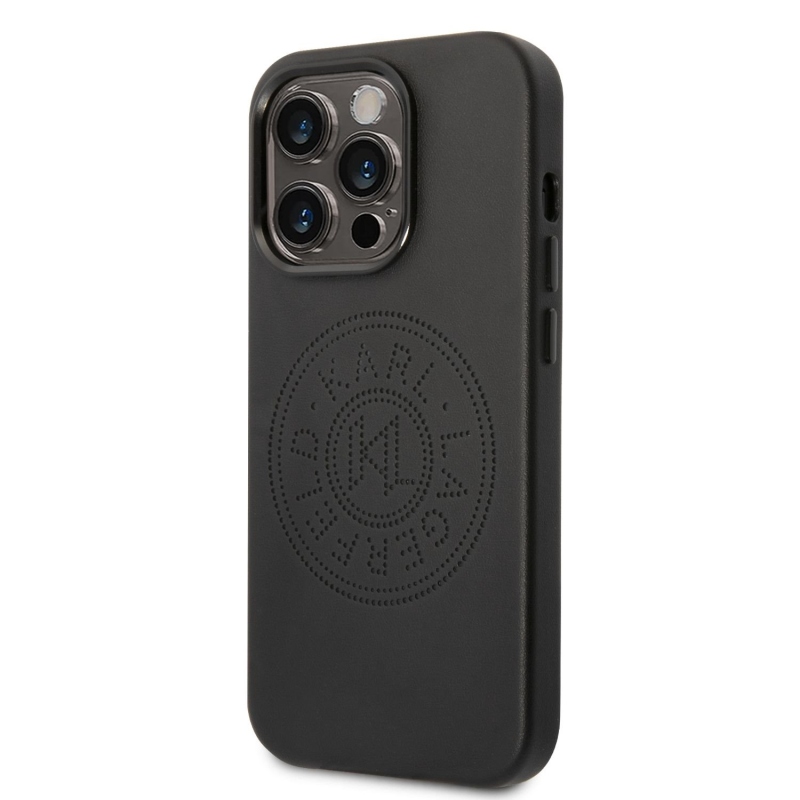 Karl Lagerfeld PU Leather Perforated Logo zadní kryt pro iPhone 14 Pro Max černý