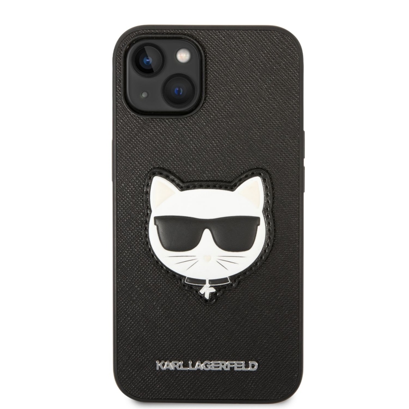 Karl Lagerfeld PU Saffiano Choupette Head zadní kryt pro iPhone 14 Plus černý
