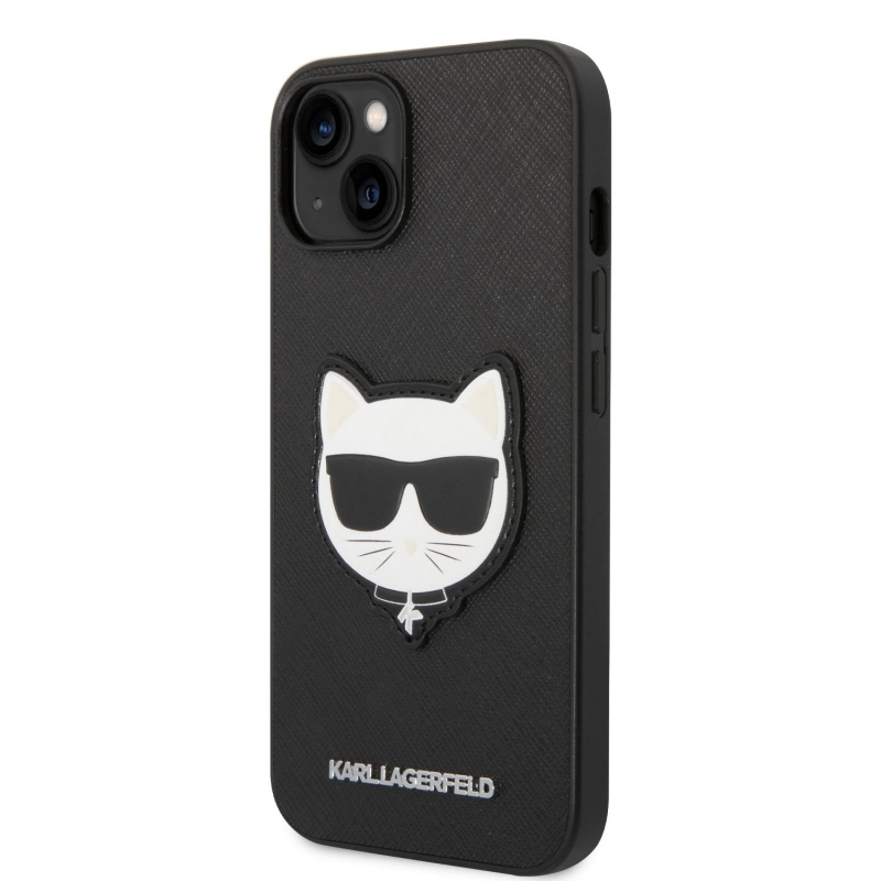 Karl Lagerfeld PU Saffiano Choupette Head zadní kryt pro iPhone 14 Plus černý