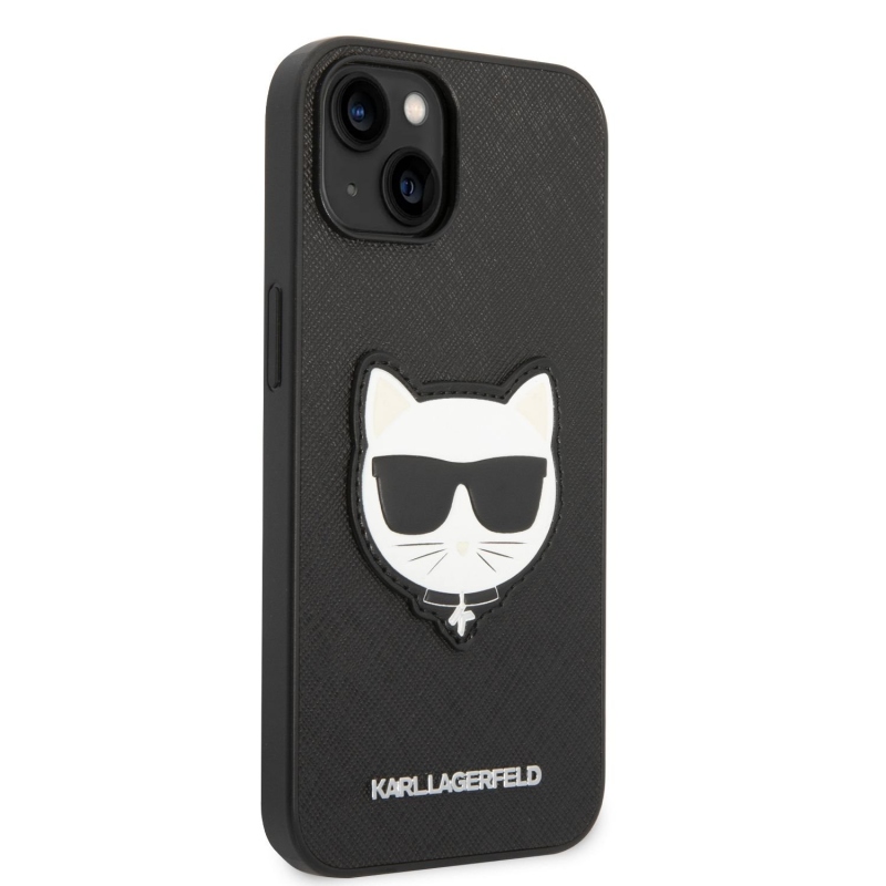 Karl Lagerfeld PU Saffiano Choupette Head zadní kryt pro iPhone 14 Plus černý