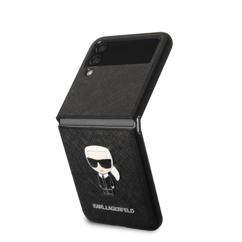 Karl Lagerfeld PU Saffiano Ikonik kryt pro Samsung Galaxy Z Flip 4 černý