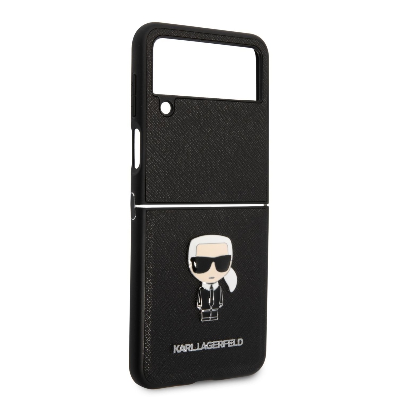 Karl Lagerfeld PU Saffiano Ikonik kryt pro Samsung Galaxy Z Flip 4 černý