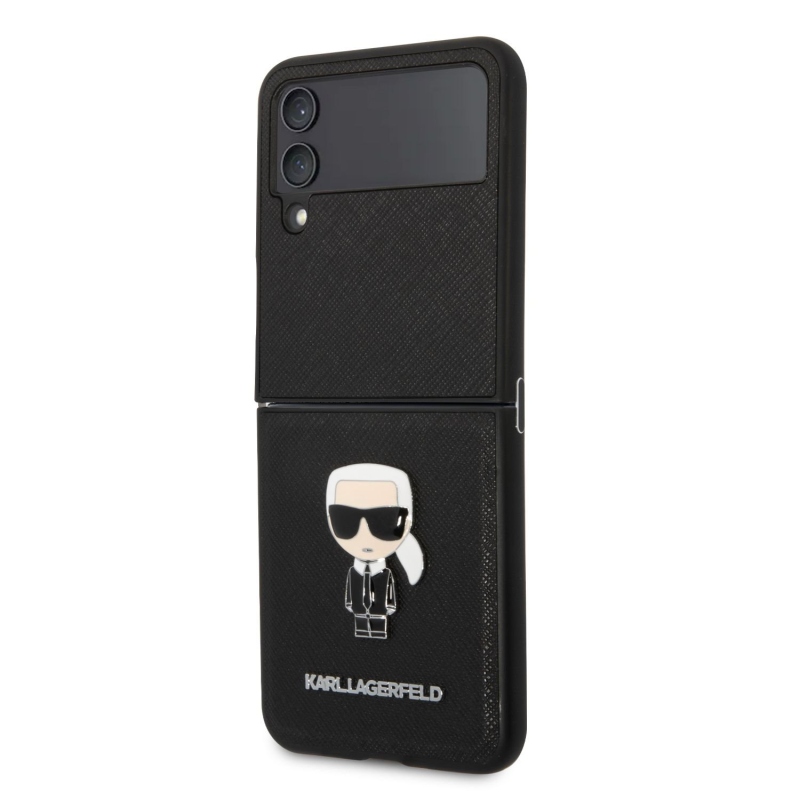 Karl Lagerfeld PU Saffiano Ikonik kryt pro Samsung Galaxy Z Flip 4 černý