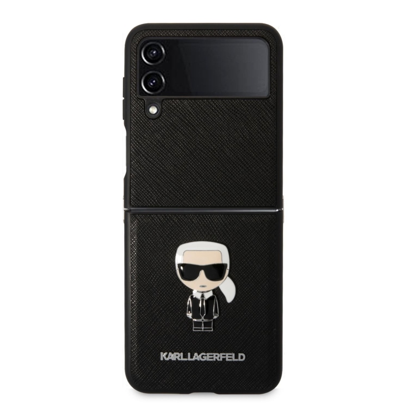 Karl Lagerfeld PU Saffiano Ikonik kryt pro Samsung Galaxy Z Flip 4 černý