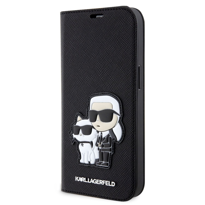 Karl Lagerfeld PU Saffiano Karl and Choupette NFT Book pouzdro pro iPhone 13 černý