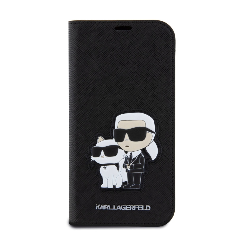 Karl Lagerfeld PU Saffiano Karl and Choupette NFT Book pouzdro pro iPhone 15 Pro černý